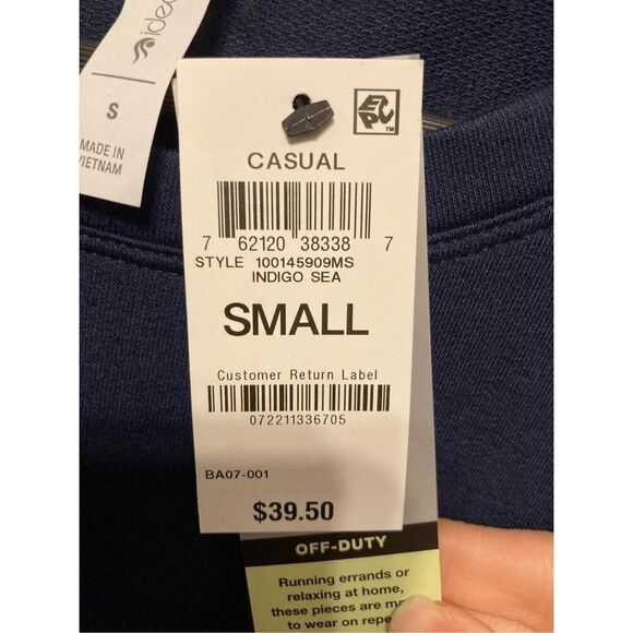 Ideology Small NWT chevron comfort sweater blue/white active top - Picture 3 of 6